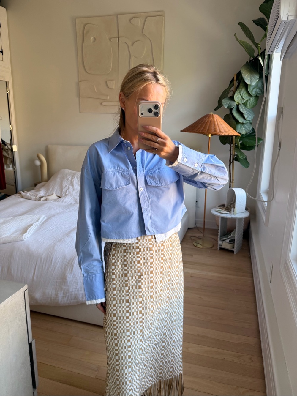 Mango Blue Crop Shirt Size XS